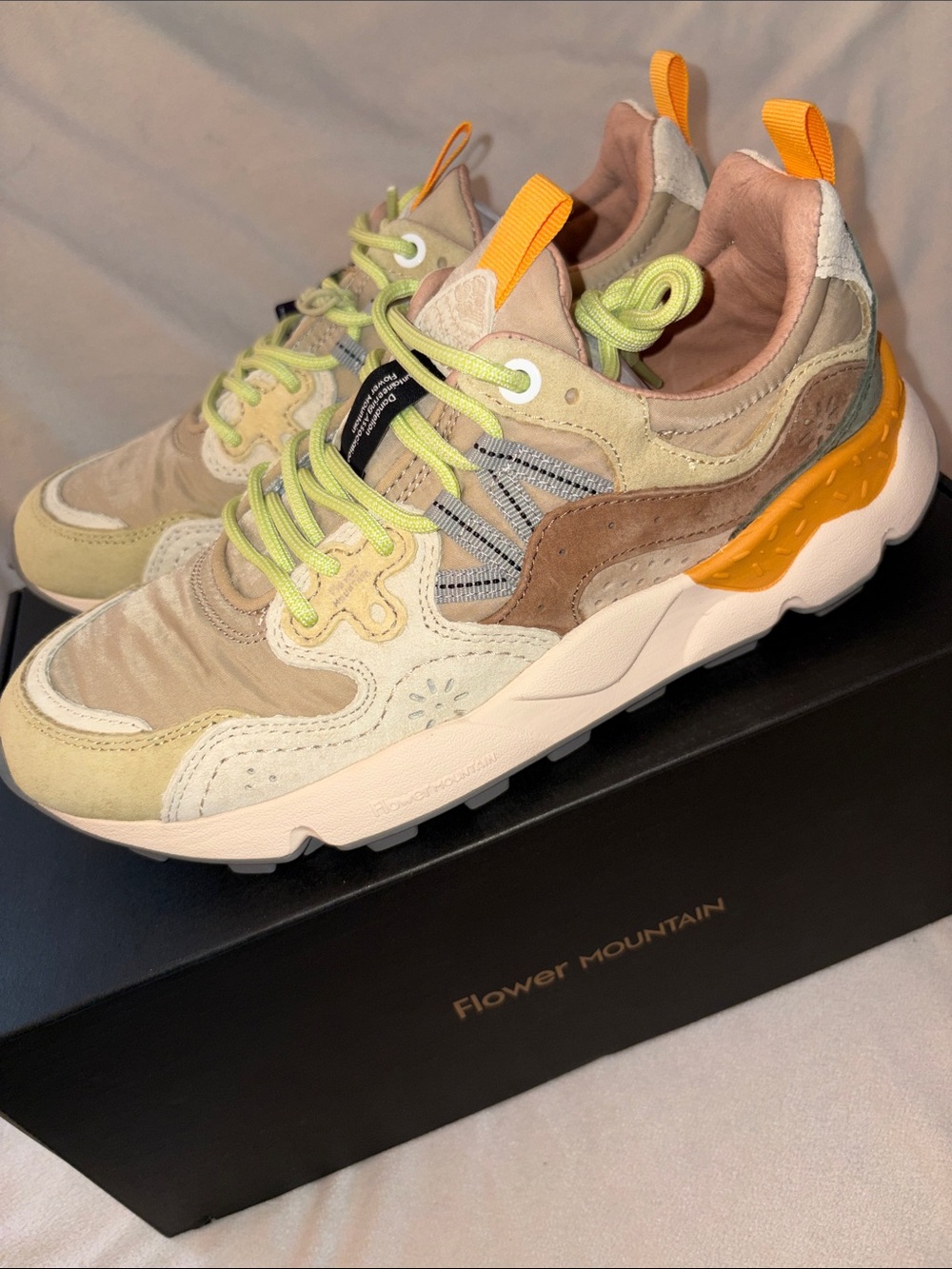NWT Flower Mountain YAMANO 3 UNI Suede technical fabric sneakers - Beige-Yellow - Picture 13 of 16